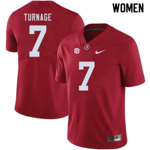 NCAA Women's Alabama Crimson Tide #7 Brandon Turnage Stitched College 2020 Nike Authentic Crimson Football Jersey VP17I58GK